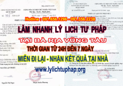 Cấp nhanh phiếu tư pháp tại Bà Rịa Vũng Tàu