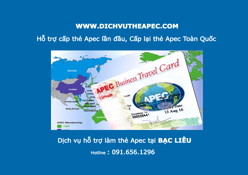 Dịch vụ làm thẻ Apec tại Bạc Liêu